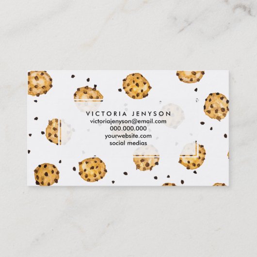 Carte De Visite Chips de chocolat moderne cookies motif d'aquarell (Dos)