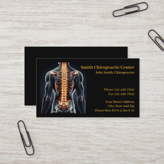 Carte De Visite Chiropractic Chiropractic Clinic Business Card (Devant/Arrière en situation)