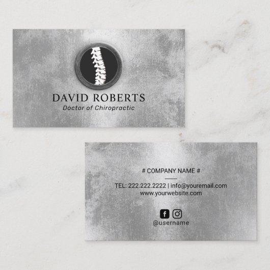 Carte De Visite Chiropractor Chiropractor Silver tendance (Devant / Derrière)