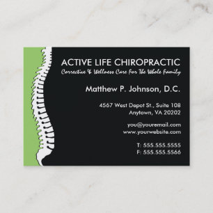 Carte De Visite Chiroprakteur surdimensionné (vert) latéral