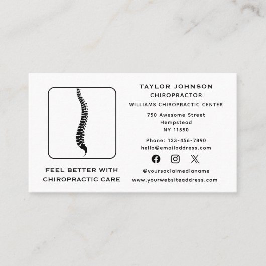 Carte De Visite Chiropraticien Chiropratique Typographie Médias so (Devant)