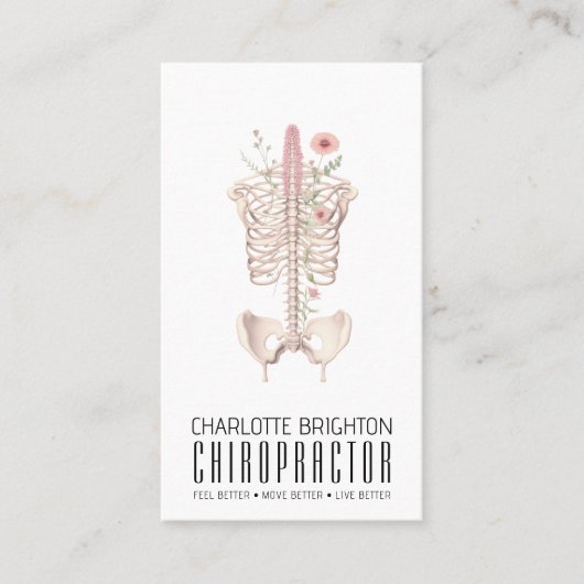 Carte De Visite Chiropraticien de squelette floral Rendez-vous et (Devant)