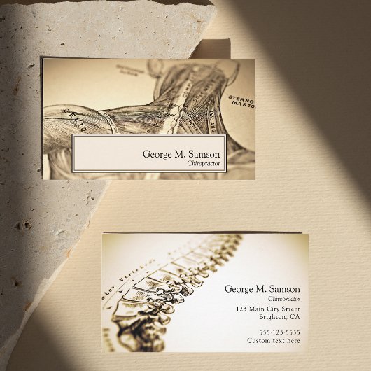 Carte De Visite Chiropraticien d'illustration anatomique antique