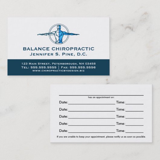 Carte De Visite Chiropraticien professionnel Nomination multiple (Devant / Derrière)