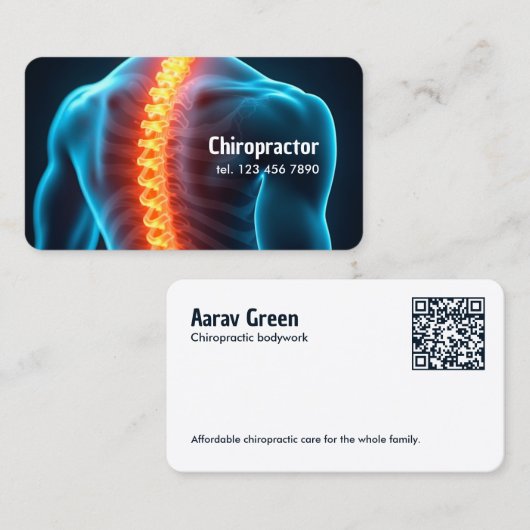 Carte De Visite Chiropraticien QR personnalisé (Devant / Derrière)