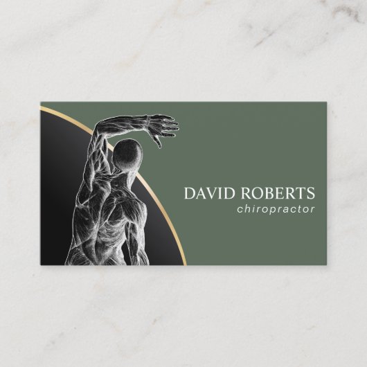 Carte De Visite Chiropratique Chiropractor Spine Ajuster Sage Vert (Devant)