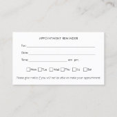 Carte De Visite Chiropratique Chiropraticien Nomination Rappel (Dos)