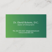 Carte De Visite Chiropratique Nature Spine Logo Chiropractor Vert (Dos)
