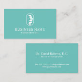 Carte De Visite Chiropratique Spine Logo Chiropractor Plain Turquo (Devant / Derrière)