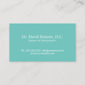 Carte De Visite Chiropratique Spine Logo Chiropractor Plain Turquo (Dos)