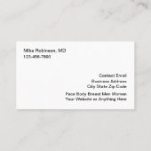 Carte De Visite Chirurgie plastique Corps Sculpture Médicale (Dos)