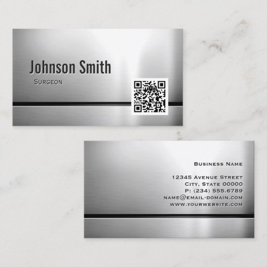 Carte De Visite Chirurgien - Code QR en acier inoxydable (Devant / Derrière)