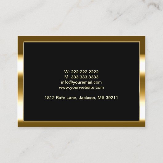 Carte De Visite Chirurgien plastique moderne Black & Gold Frame (Dos)