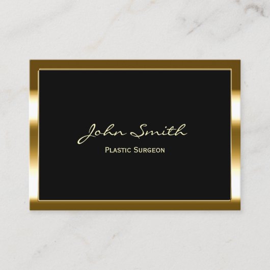 Carte De Visite Chirurgien plastique moderne Black & Gold Frame (Devant)