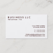 Carte De Visite chocolat. (Dos)