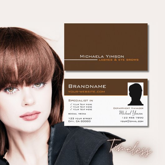 Carte De Visite Chocolat Brown et blanc avec Photo Professional