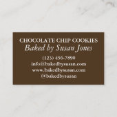 Carte De Visite Chocolat Chip Cookie Cookies Cuisinés À La Boulang (Dos)