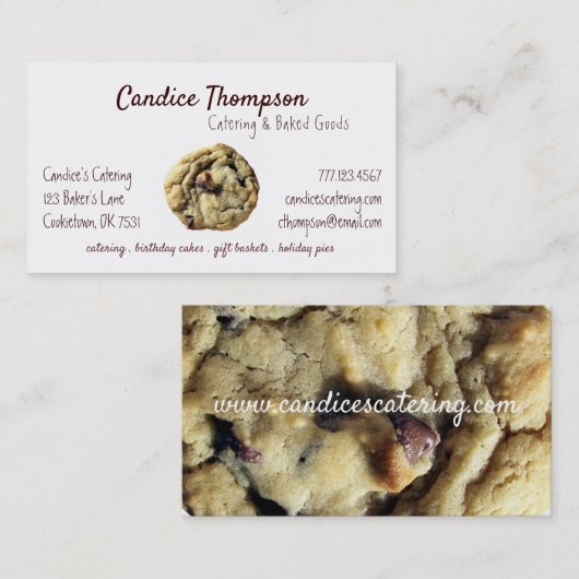 Carte De Visite Chocolat Chip Cookie Services de cuisson (Devant / Derrière)