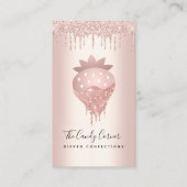 Carte De Visite Chocolat de fraise Confection Rose gouttes d'or (Devant)