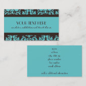 Carte De Visite Chocolat et damassé bleue (Devant / Derrière)