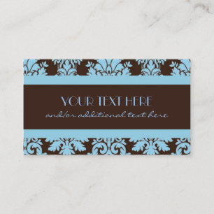 Carte De Visite Chocolat et damassé de bleus layette