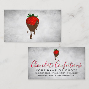 carte de visite chocolat fraise vintage