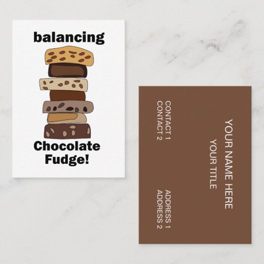 Carte De Visite Chocolat Fudge Dessert Équilibrer Drôle (Devant / Derrière)