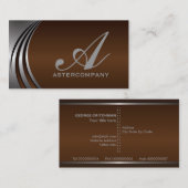 Carte De Visite Chocolat gris argent métal brun, monogramme entrep (Devant / Derrière)