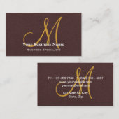 Carte De Visite Chocolat Monogramme personnalisé Brown simple (Devant / Derrière)