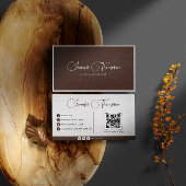 Carte De Visite Chocolat professionnel Code QR Script Brown