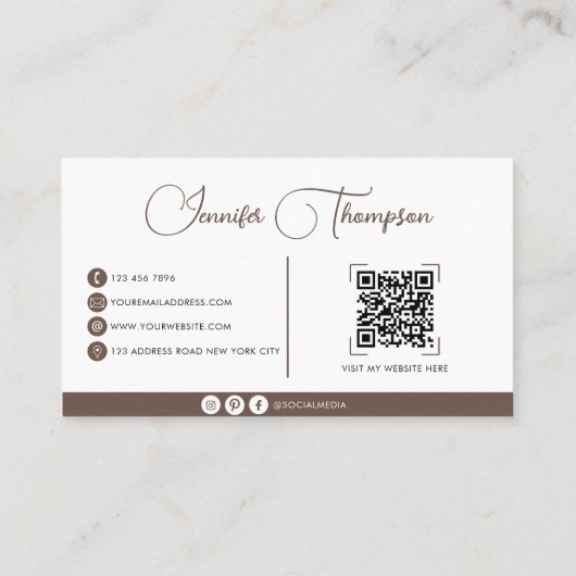 Carte De Visite Chocolat professionnel Code QR Script Brown (Dos)