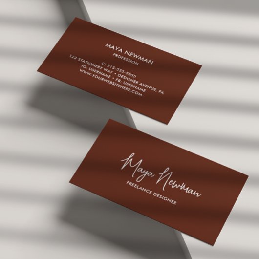 CARTE DE VISITE CHOCOLAT SIMPLE SIGNATURE BROWN NOM PROFESSIONNEL