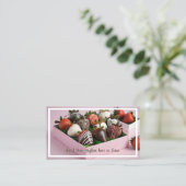 Carte De Visite Chocolate Strawberries QR (Debout devant)