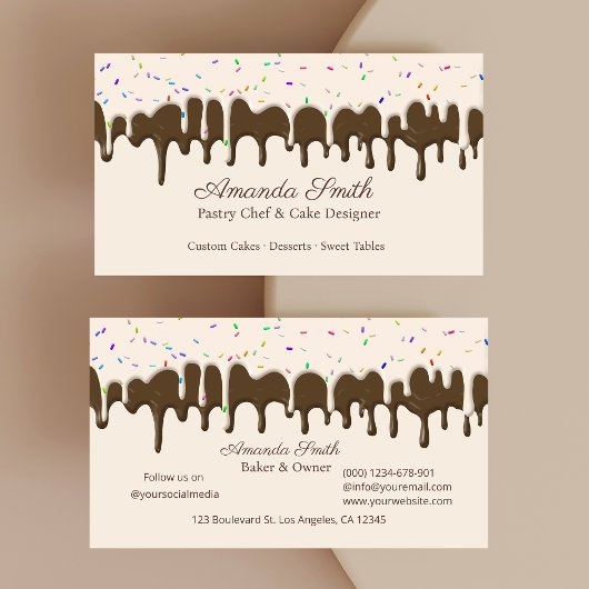 Carte De Visite Chocolate & Vanilla Confetti Frosting Drip