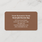 Carte De Visite Chocolatier Chocolatier Cacao moderne simple (Dos)