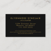 Carte De Visite Chocolatier élégant logo écriture noir or (Dos)