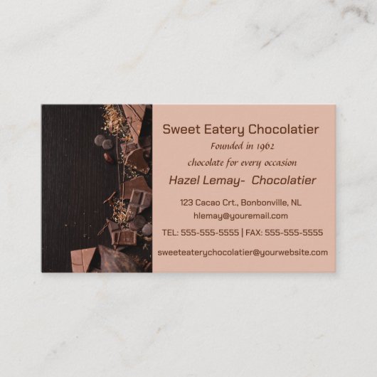 Carte De Visite Chocolatier modifiable (Devant)