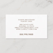 Carte De Visite Chocolats artistiques (Dos)