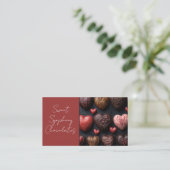 Carte De Visite chocolats en forme de coeur de couleur foncée (Debout devant)