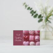 Carte De Visite chocolats en forme de coeur rose (Debout devant)