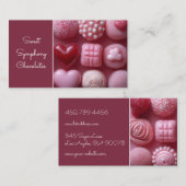 Carte De Visite chocolats en forme de coeur rose (Devant / Derrière)
