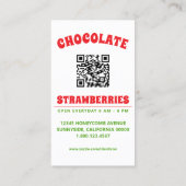 Carte De Visite chocolats fraises pop art avec qr code (Dos)