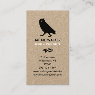 Carte De Visite Chouette à pied Silhouette   Faune simple