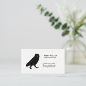 Carte De Visite Chouette à pied Silhouette Simple Noir et Blanc (Debout devant)