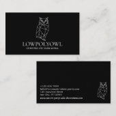 Carte De Visite Chouette animal noir et blanc en lowpoly (Devant / Derrière)