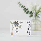 Carte De Visite Chouette Bébé Bleue (Debout devant)