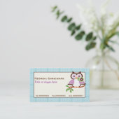 Carte De Visite Chouette de printemps mignonne sur une branche, bo (Debout devant)