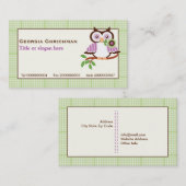 Carte De Visite Chouette de printemps mignonne sur une branche, bo (Devant / Derrière)