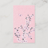 Carte De Visite Chouette Et Cerisier Blossom Rose Appel À Jouer (Dos)