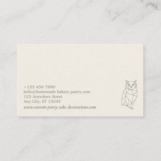 Carte De Visite Chouette Lowpoly de l'animal de taille verte (Dos)